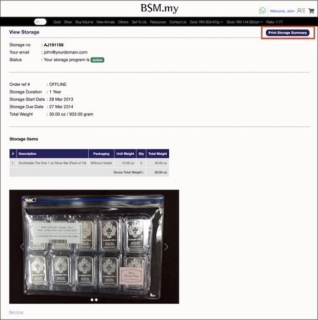 BSP parcel detail page