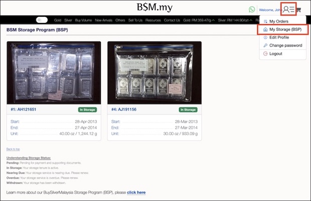 BSP account parcel listing
