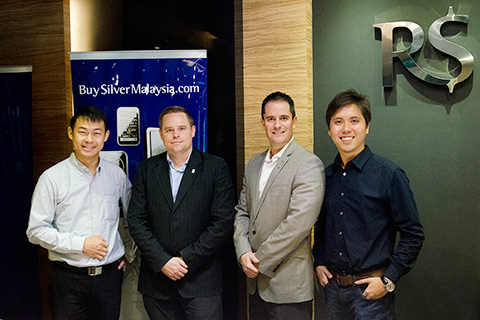 Scottsdale Mint visiting BuySilverMalaysia head office (Apr 2014). Left to right: Adrian Yeo, Josh P (President, Scottsdale Mint), Eric H (Director of Global Relations), KH Lau.